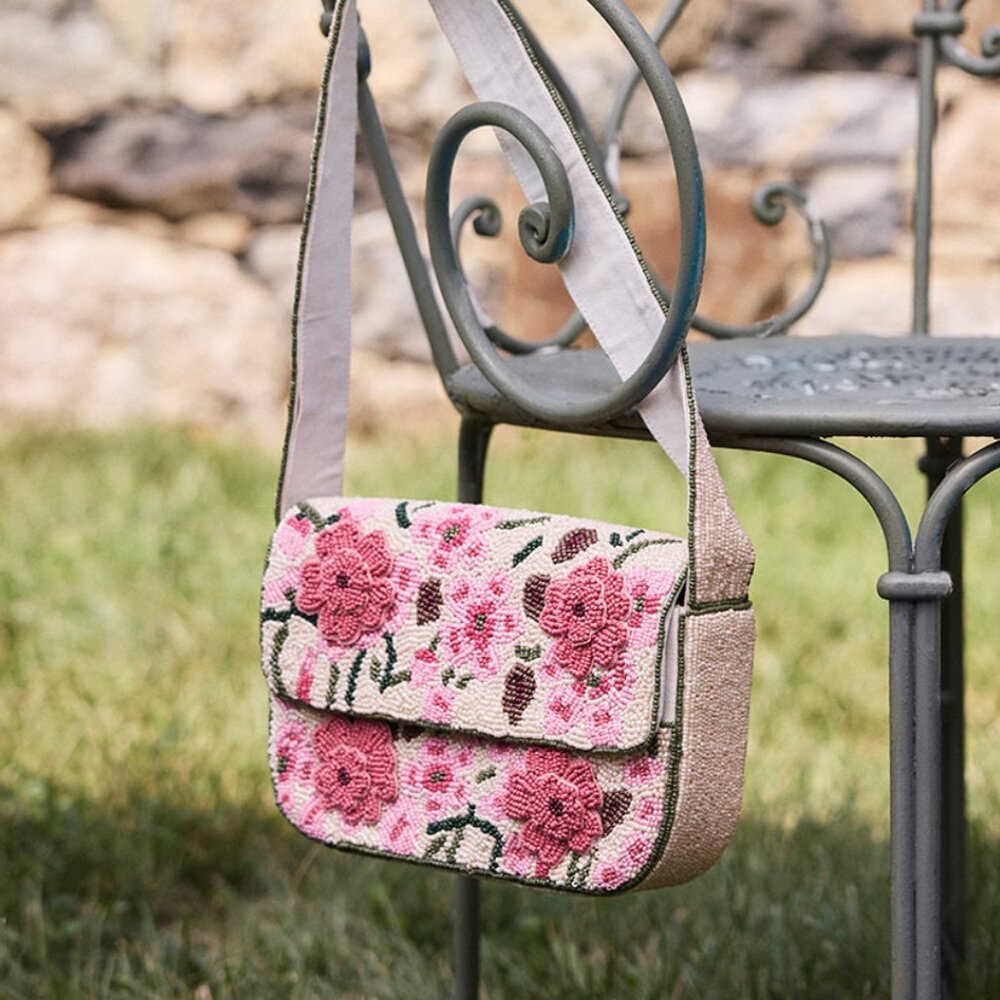 India Boutique Pink Floral Beaded Shoulder Bag - Picture 2 of 15